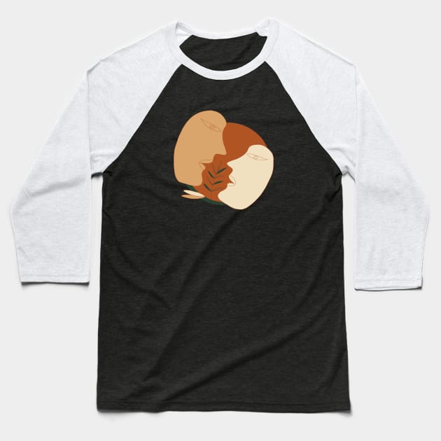 Abstract shape art with faces in earth tones Baseball T-Shirt by hRSi